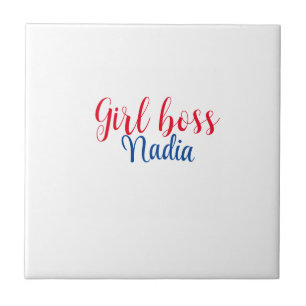 simple minimal girl boss add name text image busin tile
