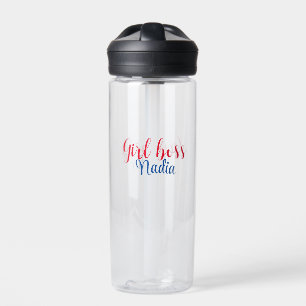 simple minimal girl boss add name text image busin water bottle