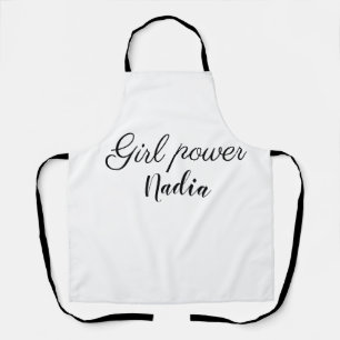 simple minimal girl power add name text image busi apron