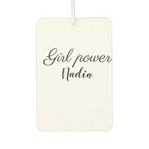 simple minimal girl power add name text image busi car air freshener