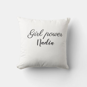 simple minimal girl power add name text image busi cushion