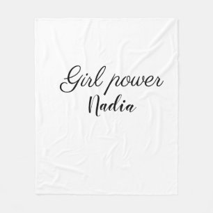 simple minimal girl power add name text image busi fleece blanket