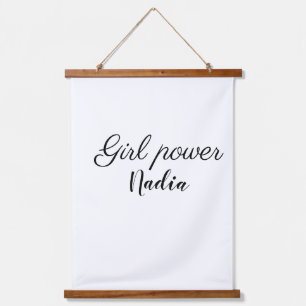 simple minimal girl power add name text image busi hanging tapestry