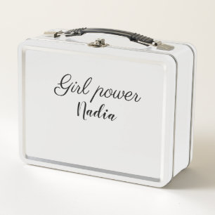 simple minimal girl power add name text image busi metal lunch box