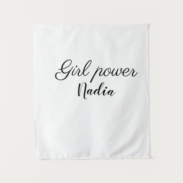 simple minimal girl power add name text image busi tapestry (Front)