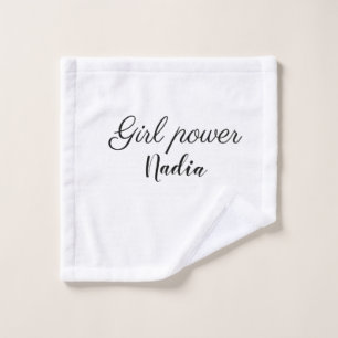 simple minimal girl power add name text image busi wash cloth
