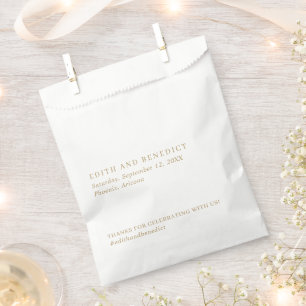 Simple Minimal Gold Classic Elegant Wedding Favour Bags