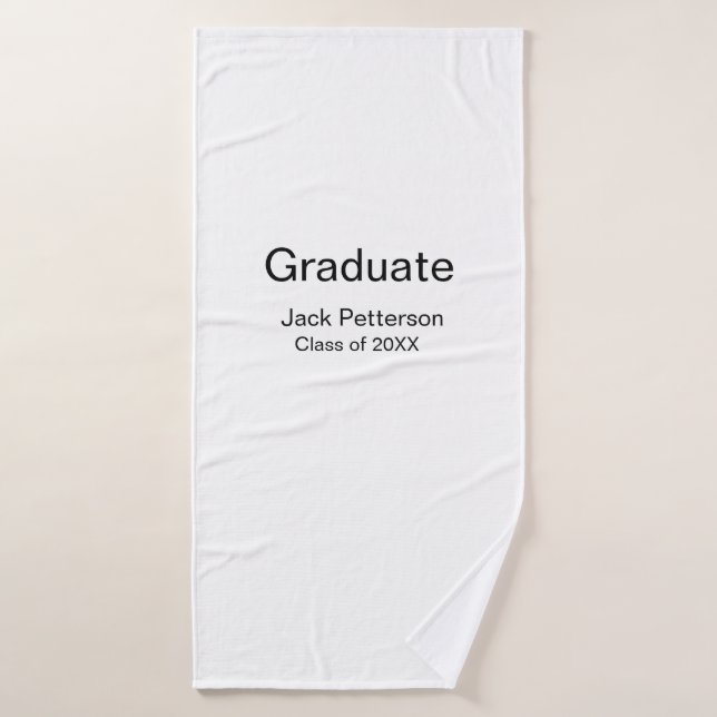simple minimal graduate add name modern class  bath towel (Bath Towel)