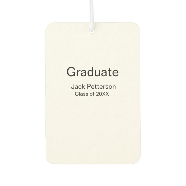 simple minimal graduate add name modern class  car air freshener (Front)