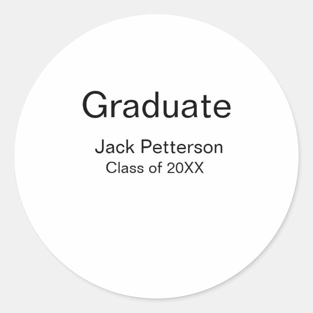 simple minimal graduate add name modern class  classic round sticker (Front)