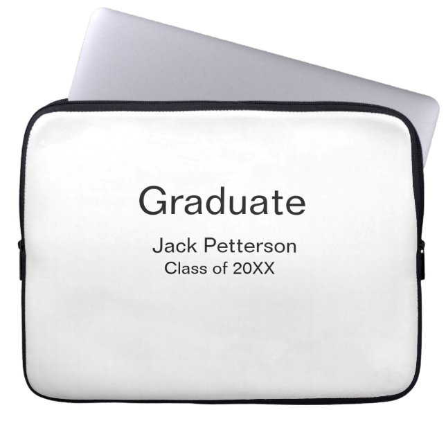 simple minimal graduate add name modern class  laptop sleeve (Front)