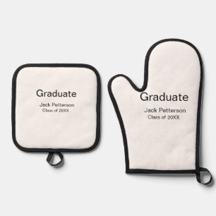 simple minimal graduate add name modern class  oven mitt & pot holder set