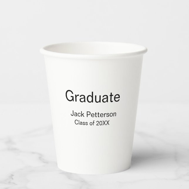 simple minimal graduate add name modern class  paper cups (Front)