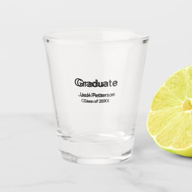 simple minimal graduate add name modern class  shot glass (Front)