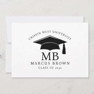 Simple Minimal Graduation Cap Typography Announcement