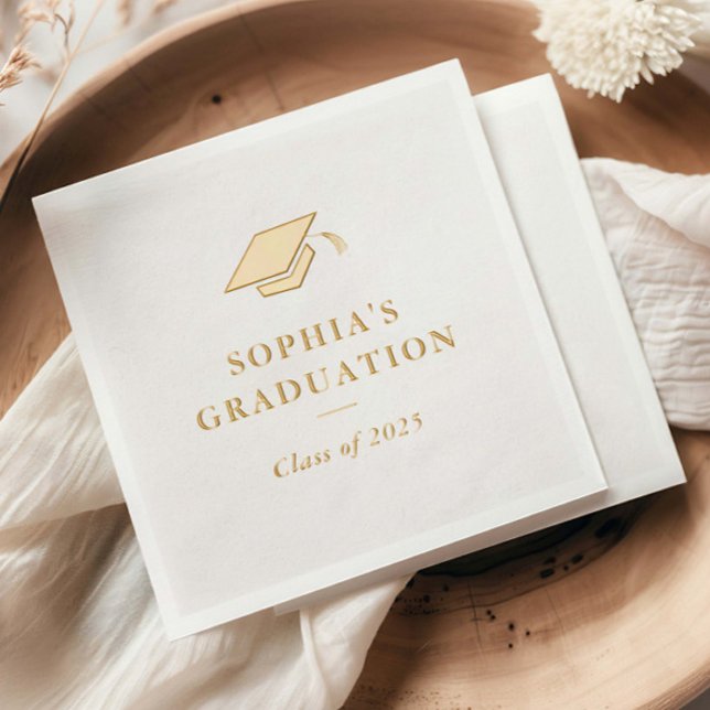 Simple Minimal Graduation Party  Foil Napkins (Elegant Foil Graduation Party Napkins.)