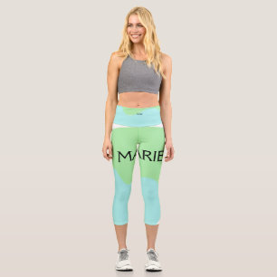 SIMPLE MINIMAL GREEN ADD YOUR NAME TEXT GIFT CAPRI LEGGINGS