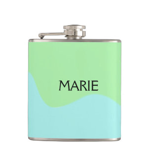 SIMPLE MINIMAL GREEN ADD YOUR NAME TEXT GIFT HIP FLASK