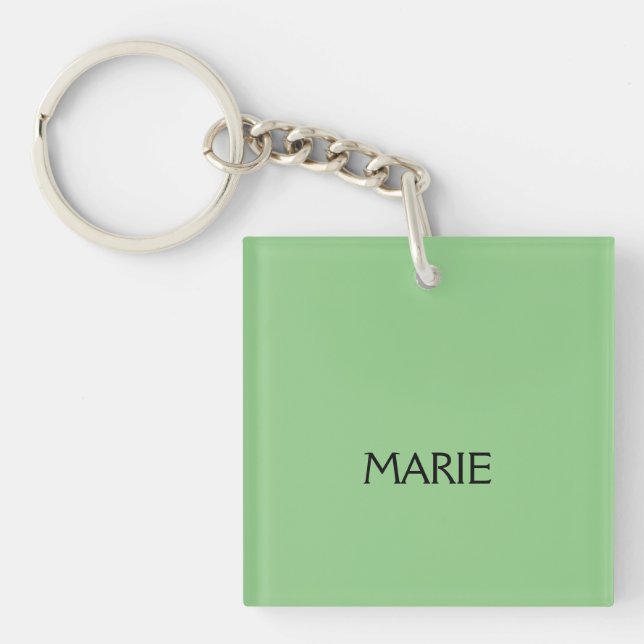 SIMPLE MINIMAL GREEN ADD YOUR NAME TEXT GIFT    KEY RING (Front)