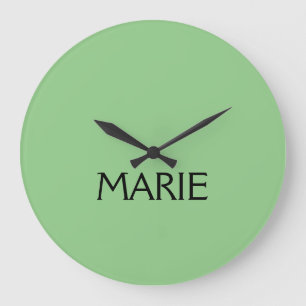 SIMPLE MINIMAL GREEN ADD YOUR NAME TEXT GIFT LARGE CLOCK