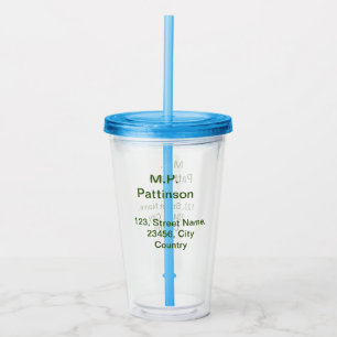 Simple minimal green add your text name photo cust acrylic tumbler