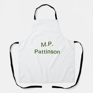 Simple minimal green add your text name photo cust apron