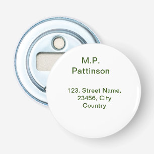 Simple minimal green add your text name photo cust bottle opener