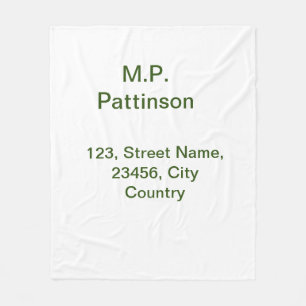Simple minimal green add your text name photo cust fleece blanket