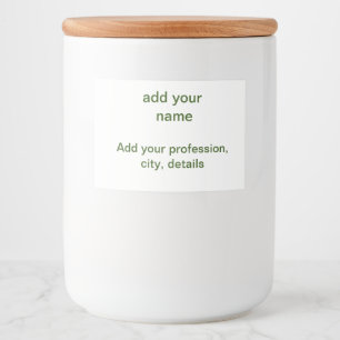 Simple minimal green add your text name photo cust food label