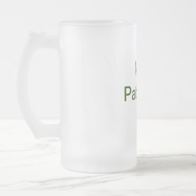 Simple minimal green add your text name photo cust frosted glass beer mug (Left)