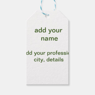 Simple minimal green add your text name photo cust gift tags
