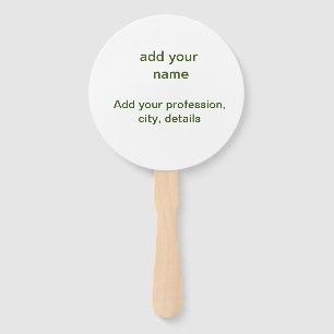 Simple minimal green add your text name photo cust hand fan