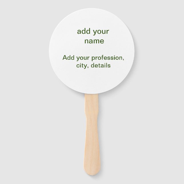 Simple minimal green add your text name photo cust hand fan (Front)