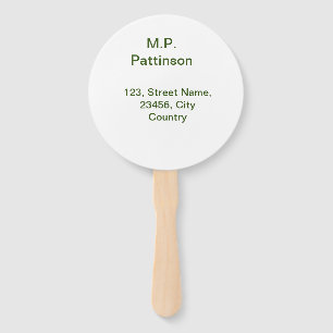 Simple minimal green add your text name photo cust hand fan