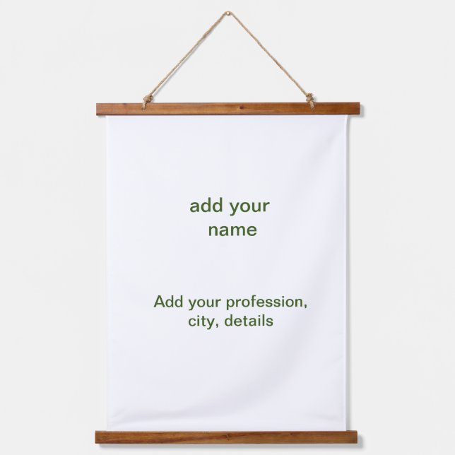 Simple minimal green add your text name photo cust hanging tapestry (Front)