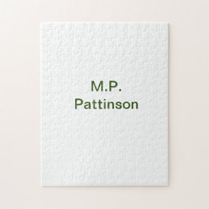 Simple minimal green add your text name photo cust jigsaw puzzle