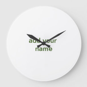 Simple minimal green add your text name photo cust large clock