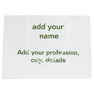 Simple minimal green add your text name photo cust large gift bag