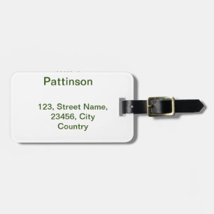 Simple minimal green add your text name photo cust luggage tag