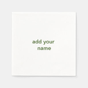 Simple minimal green add your text name photo cust napkin