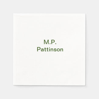 Simple minimal green add your text name photo cust napkin