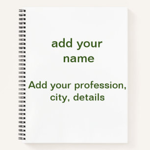 Simple minimal green add your text name photo cust notebook