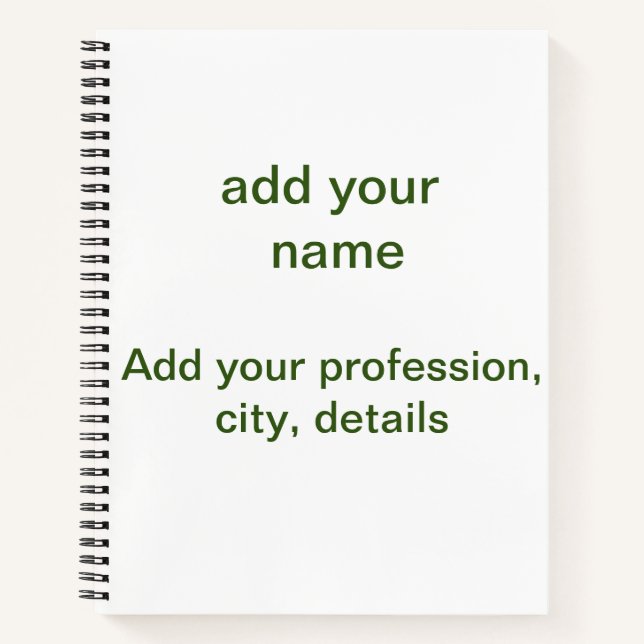 Simple minimal green add your text name photo cust notebook (Front)
