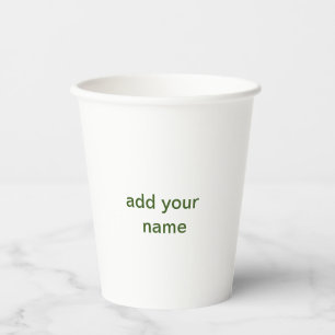 Simple minimal green add your text name photo cust paper cups