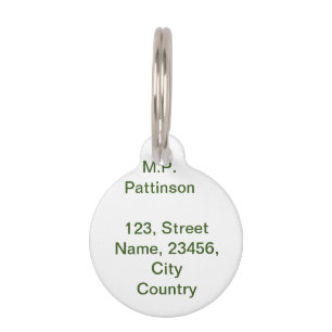 Simple minimal green add your text name photo cust pet tag