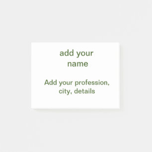 Simple minimal green add your text name photo cust post-it notes