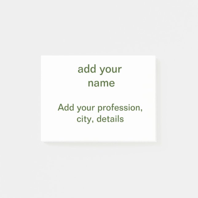 Simple minimal green add your text name photo cust post-it notes (Front)