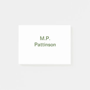 Simple minimal green add your text name photo cust post-it notes