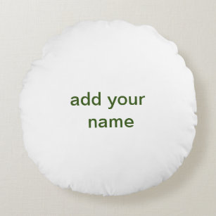 Simple minimal green add your text name photo cust round cushion