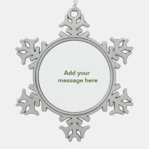Simple minimal green add your text name photo cust snowflake pewter christmas ornament